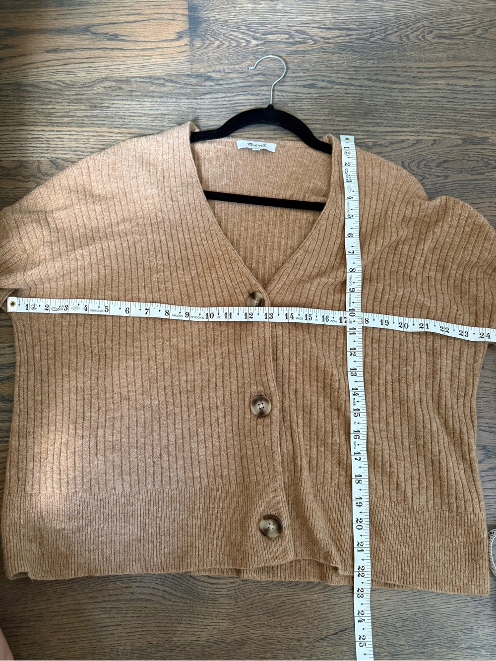 Madewell Ribbed V-Neck Button Cardigan in Camel size L. EUC. No flaws. - Picture 7 of 7